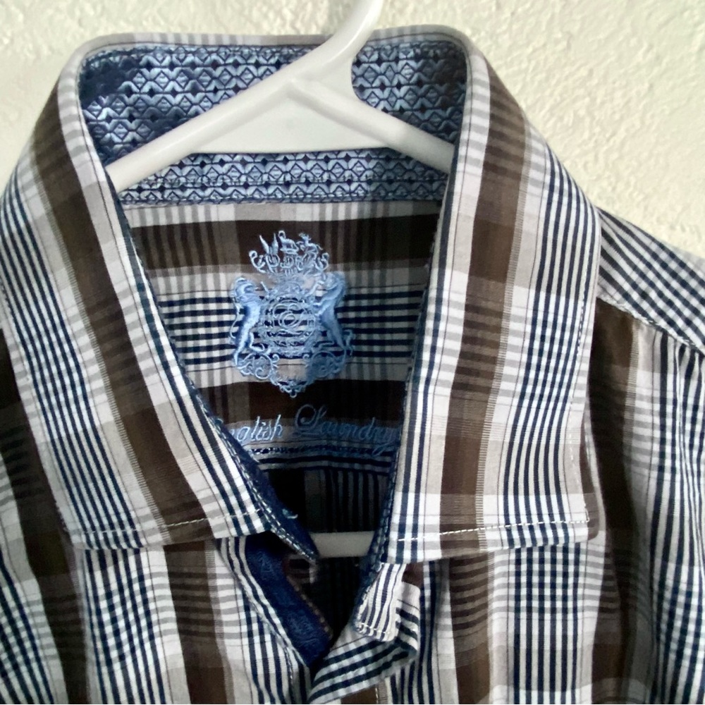 3/$25 English Laundry Blue Brown Flip‎ Cuff Shirt